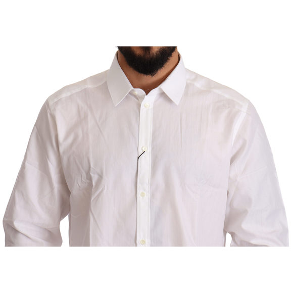 Dolce & Gabbana White Cotton Slim Fit Men MARTINI Shirt - Picture 4 of 4